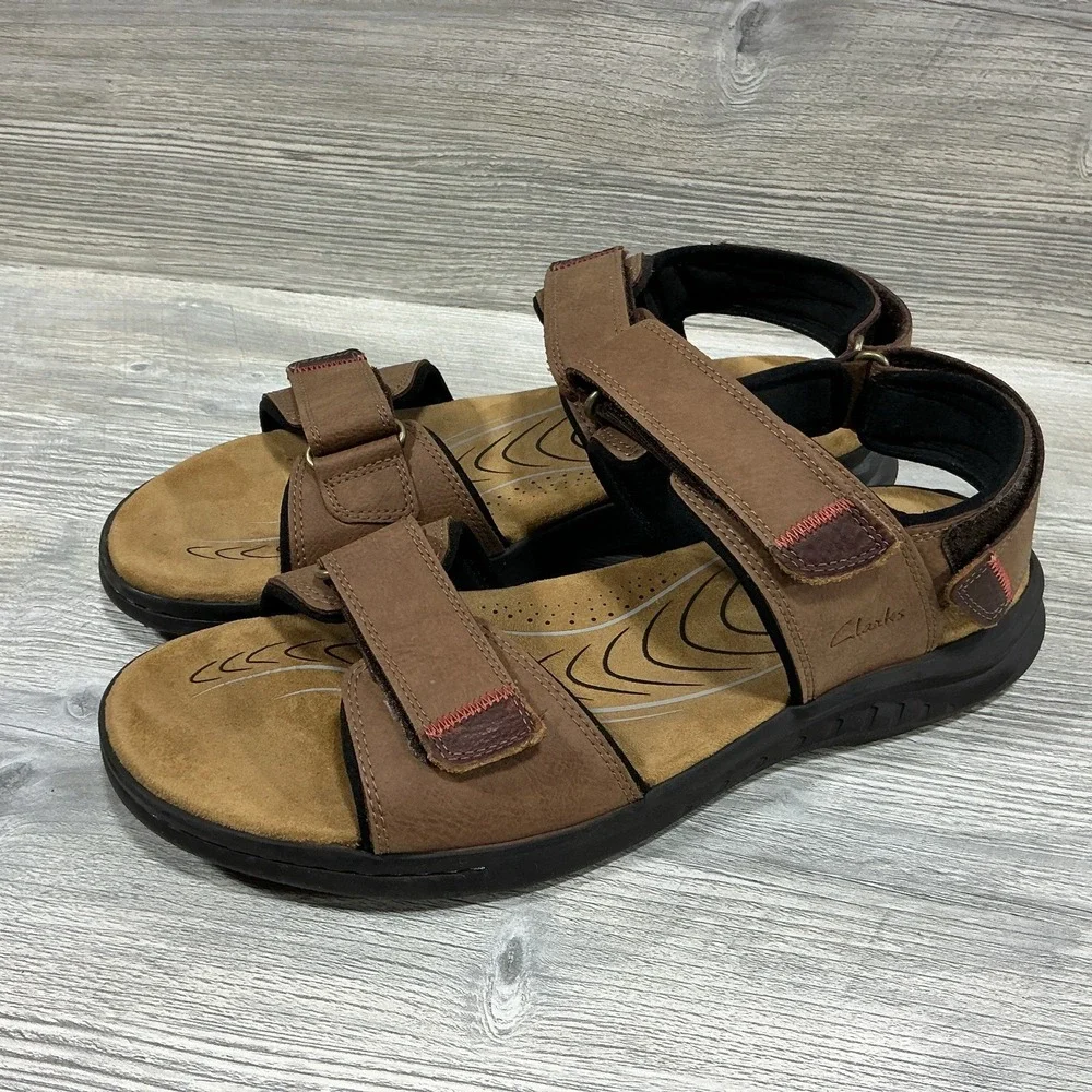 Clarks Collection 261594717110 Tan Leather Hapsford Creek Sandals Men's US 12 M